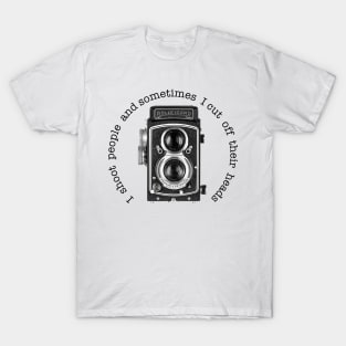 Retro Camera - Shoot Joke - Black Text T-Shirt